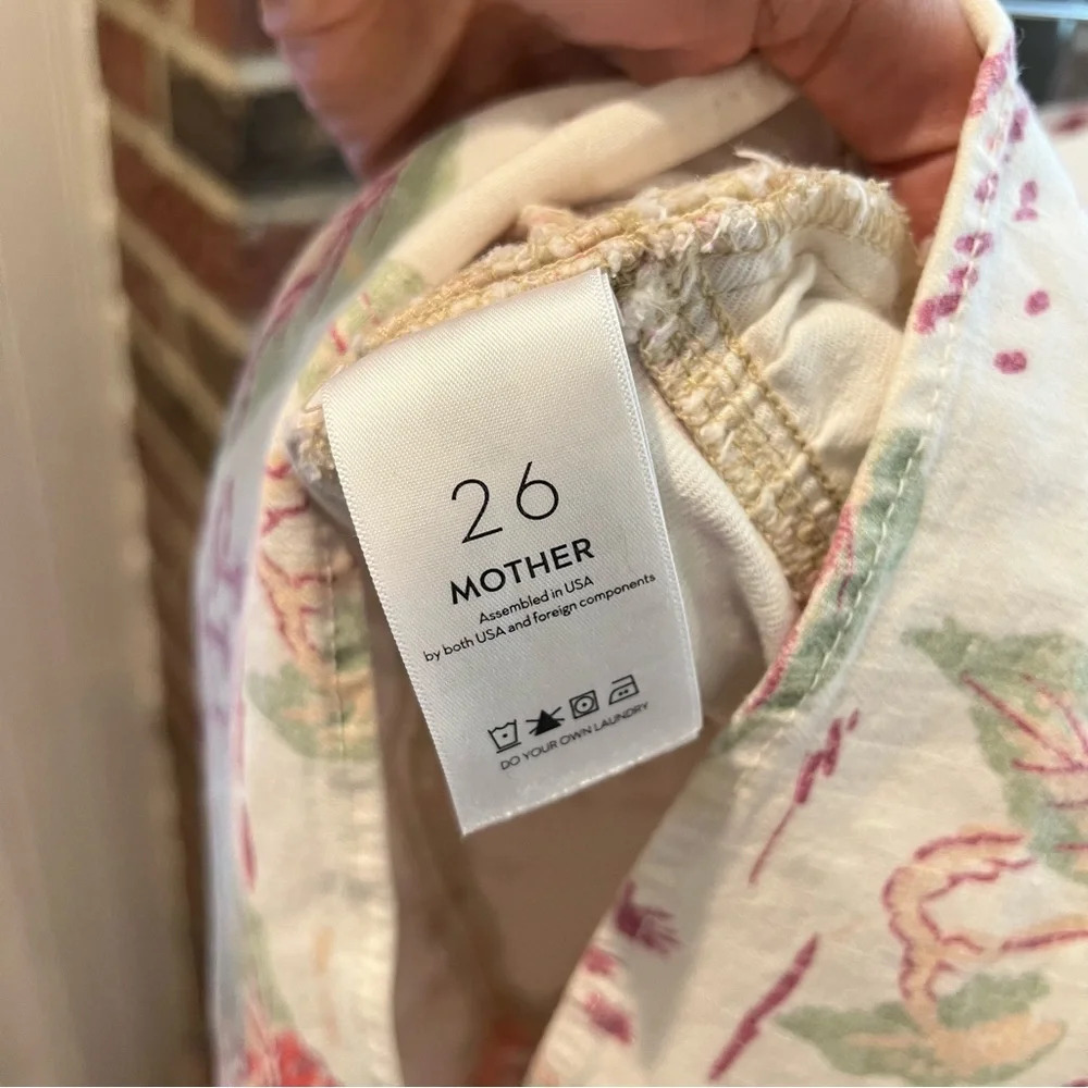 Mother The Ruffle White Hawaiian Summer Beach Print Denim Mini Skirt in Aloha 26 - Picture 7 of 7